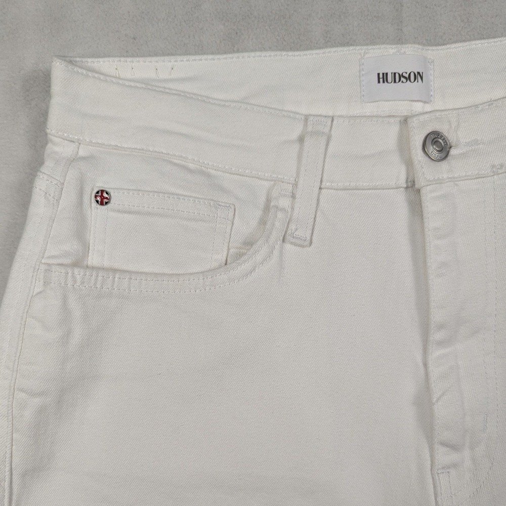 NEW Hudson Jolene Wide Leg Forward Seam Jeans White 29 High Rise Stretch Denim